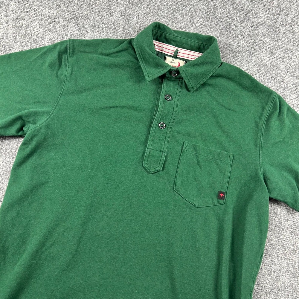 Relwen Polo Shirt Mens Small Green Short Sleeve Pique‎ Cotton Spandex Pocket Tee